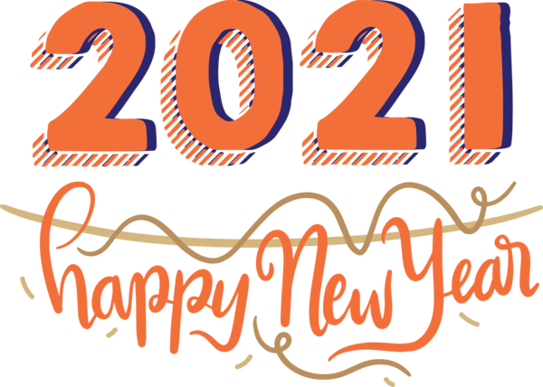 Transparent New Year Logo Banner Line for Happy New Year 2021 for New Year