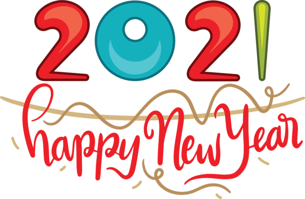 Transparent New Year Logo Drawing Watercolor painting for Happy New Year 2021 for New Year