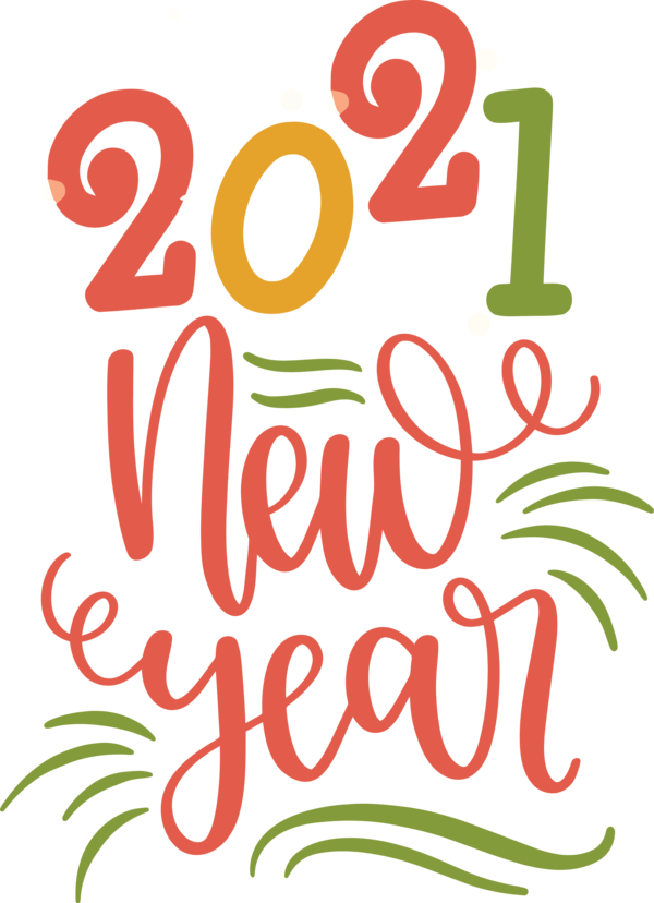 Transparent New Year Logo Floral design Leaf for Happy New Year 2021 for New Year