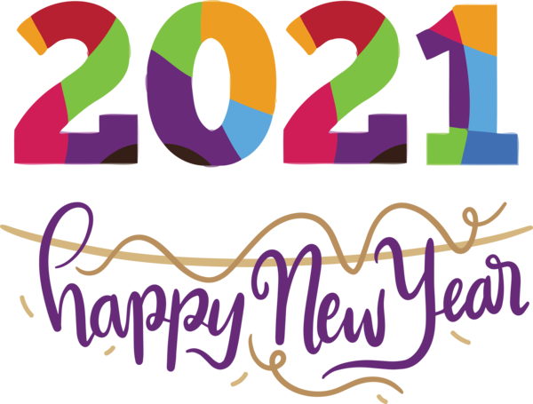 Transparent New Year Logo Drawing Line for Happy New Year 2021 for New Year