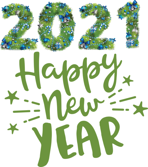 Transparent New Year Logo Leaf Line for Happy New Year 2021 for New Year