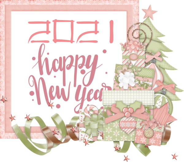 Transparent New Year Picture frame Design Drawing for Happy New Year 2021 for New Year