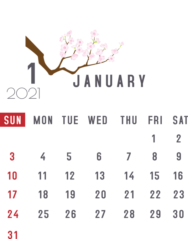 Transparent New Year HTC Hero Line for Printable 2021 Calendar for New Year