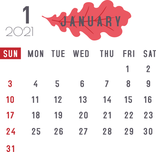 Transparent New Year Number Font Line for Printable 2021 Calendar for New Year