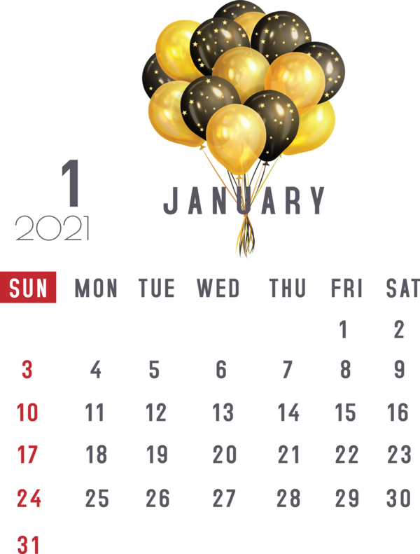 Transparent New Year Balloon Gold Gold Confetti Balloons for Printable 2021 Calendar for New Year