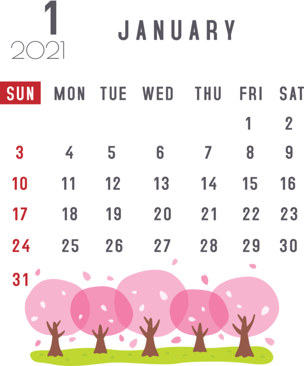 Transparent New Year Calendar System 2021 Calendar year for Printable 2021 Calendar for New Year