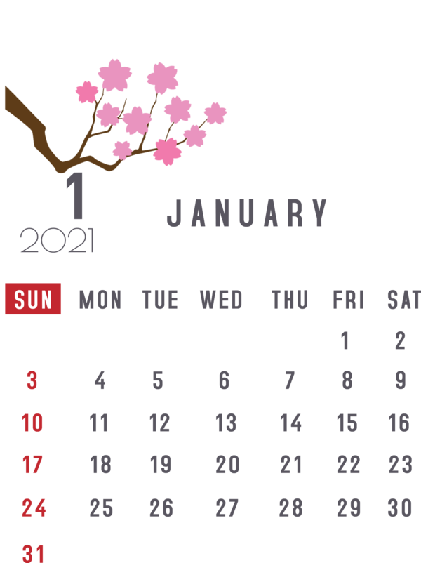 Transparent New Year Calendar System 2021 January for Printable 2021 Calendar for New Year