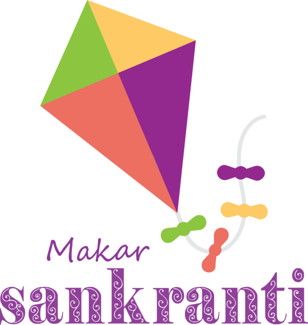 Transparent Makar Sankranti Logo Triangle Text for Happy Makar Sankranti for Makar Sankranti