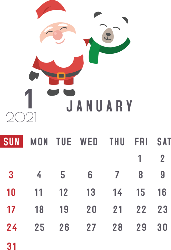 Transparent New Year Calendar System Month Cartoon for Printable 2021 Calendar for New Year
