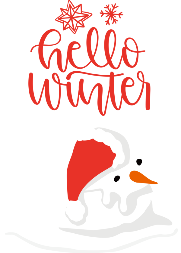 Transparent christmas Logo Character Line for Hello Winter for Christmas