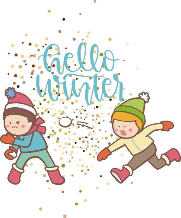 Transparent christmas Cartoon Snowball fight Drawing for Hello Winter for Christmas