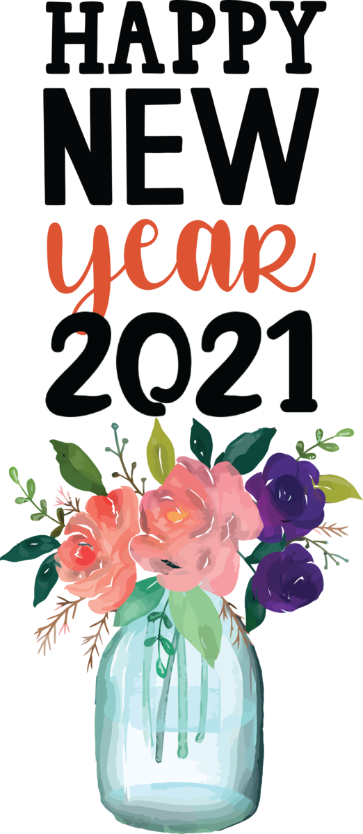 Transparent New Year Floral design Cut flowers Petal for Happy New Year 2021 for New Year