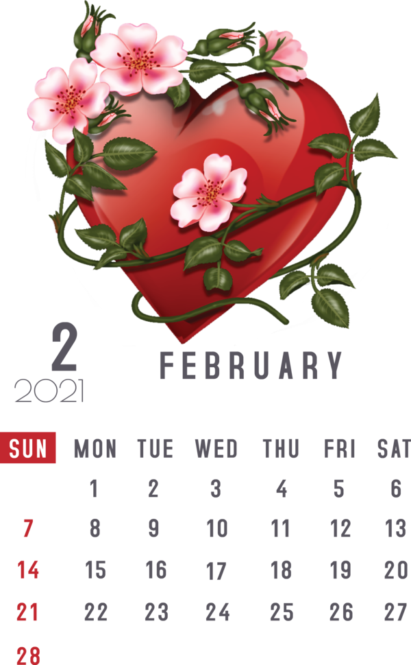 Transparent New Year Floral design  Rose for Printable 2021 Calendar for New Year