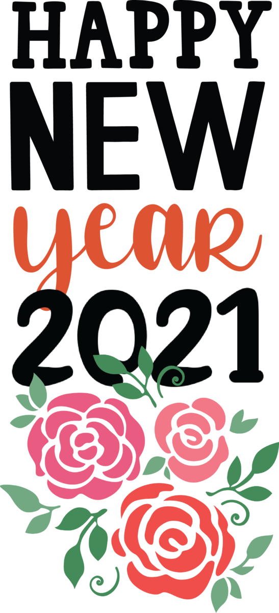 Transparent New Year Poster Flower Design for Happy New Year 2021 for New Year