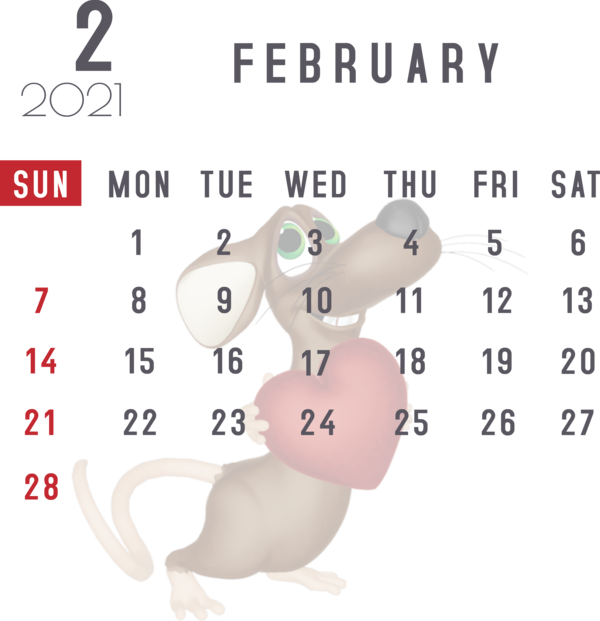 Transparent New Year Snout Dog Cartoon for Printable 2021 Calendar for New Year