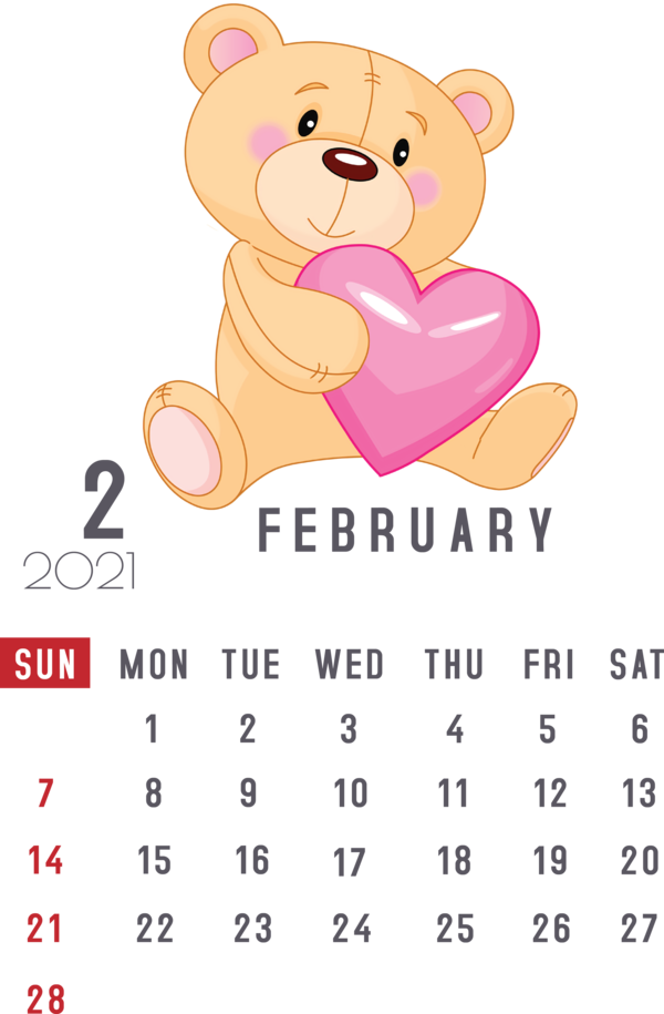 Transparent New Year Bears Teddy bear Stuffed toy for Printable 2021 Calendar for New Year
