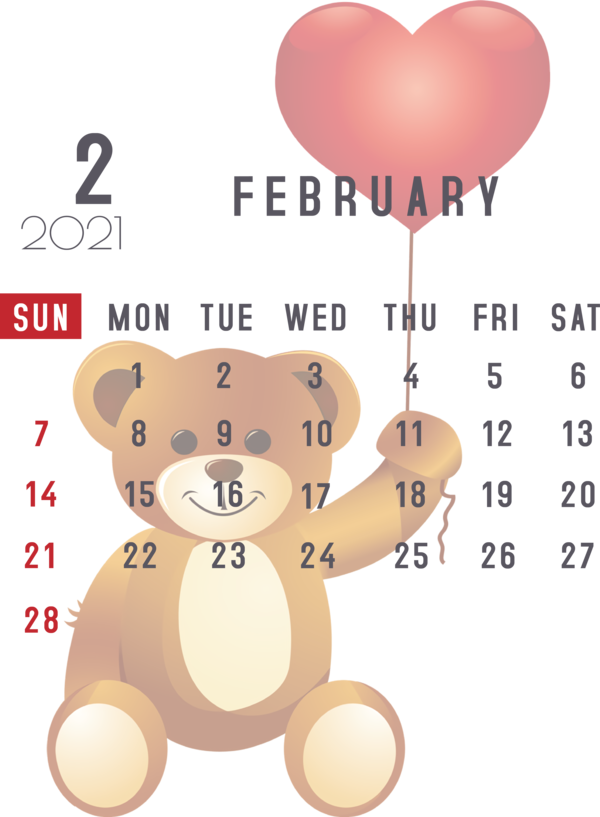 Transparent New Year Cartoon Teddy bear Meter for Printable 2021 Calendar for New Year