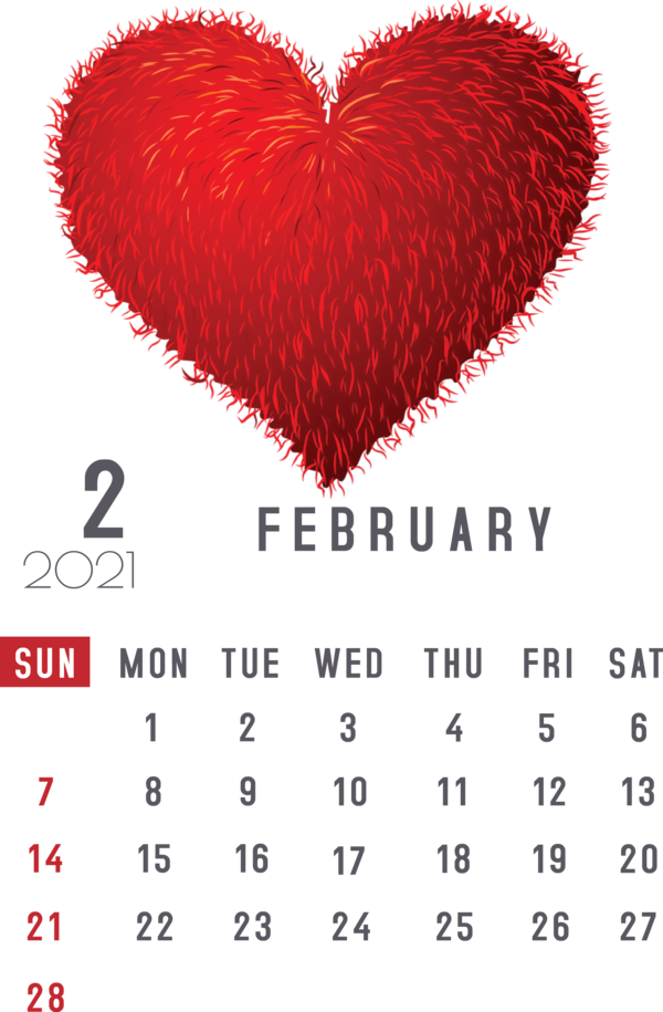 Transparent New Year Valentine's Day Font Meter for Printable 2021 Calendar for New Year