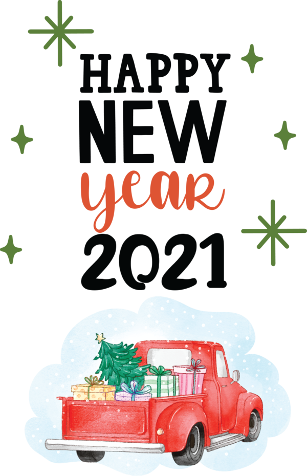 Transparent New Year Meter Green M-tree for Happy New Year 2021 for New Year