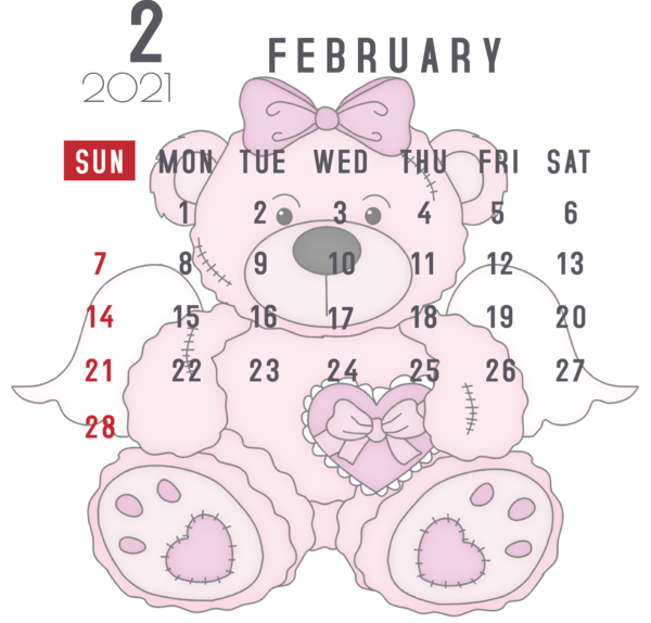 Transparent New Year Teddy bear Bears Icon for Printable 2021 Calendar for New Year