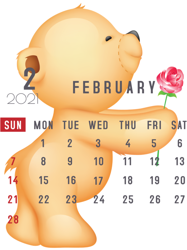 Transparent New Year Bears Teddy bear Cuteness for Printable 2021 Calendar for New Year