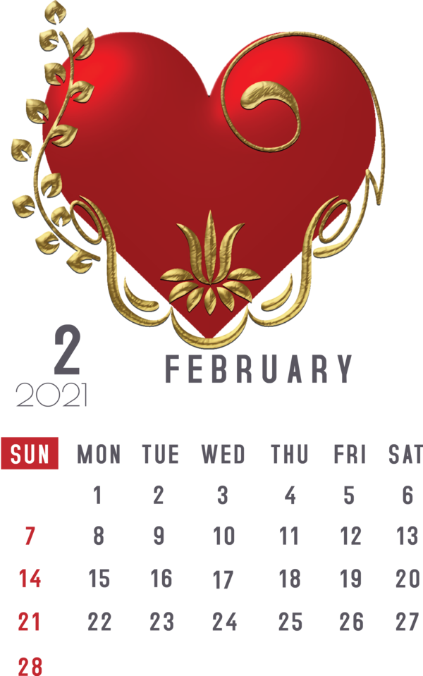 Transparent New Year Idea Valentine's Day Drawing for Printable 2021 Calendar for New Year