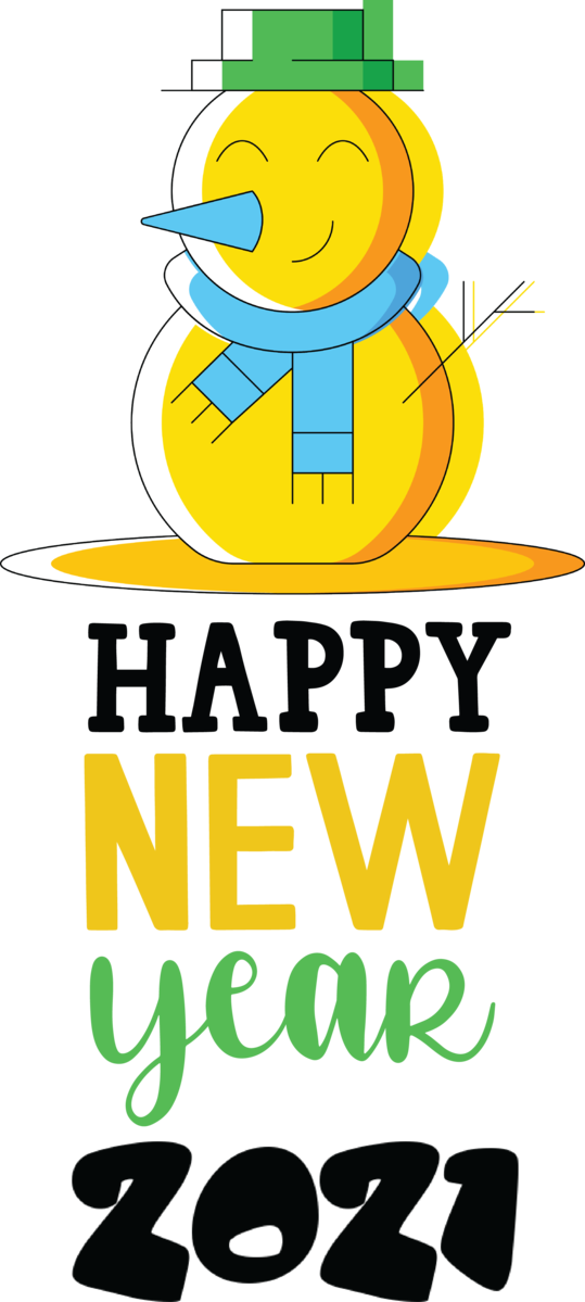 Transparent New Year Logo Cartoon Yellow for Happy New Year 2021 for New Year