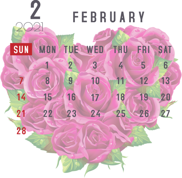 Transparent New Year Floral design Garden roses Rose family for Printable 2021 Calendar for New Year