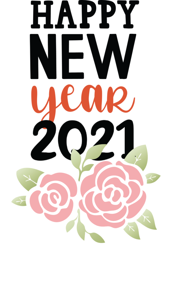Transparent New Year Floral design Flower Design for Happy New Year 2021 for New Year