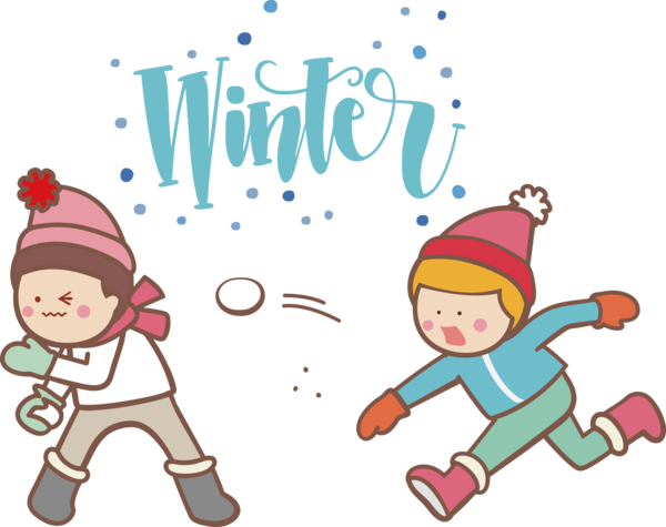Transparent Christmas Cartoon Drawing Snowball fight for Hello Winter for Christmas