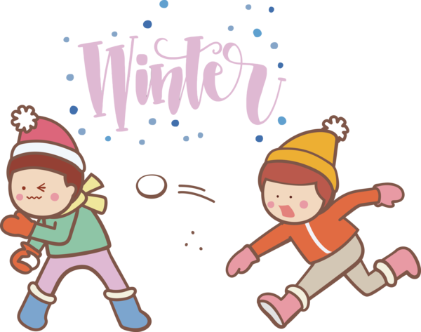 Transparent Christmas Cartoon Snowball fight Drawing for Hello Winter for Christmas