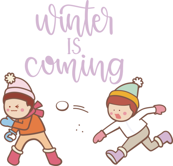 Transparent Christmas Cartoon Snowball fight Drawing for Hello Winter for Christmas