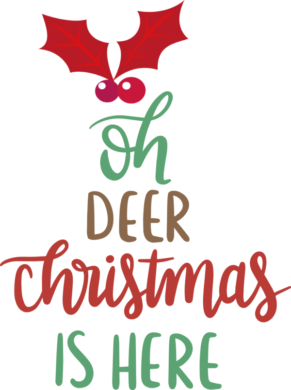 Transparent Christmas Logo Floral design Line for Reindeer for Christmas