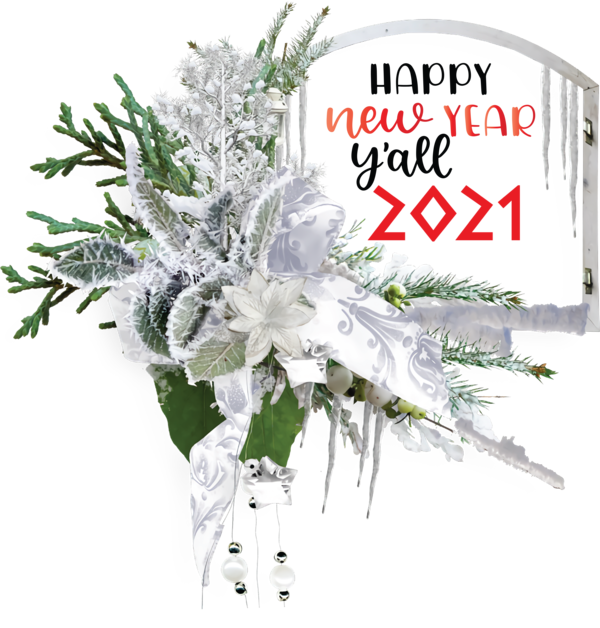 Transparent New Year Floral design Cut flowers Flower bouquet for Happy New Year 2021 for New Year