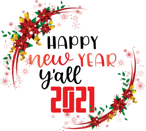 Transparent New Year Floral design Christmas Day Greeting card for Happy New Year 2021 for New Year