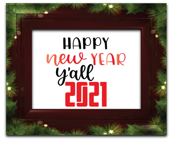 Transparent New Year Poster Font Picture frame for Happy New Year 2021 for New Year