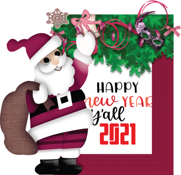 Transparent New Year Christmas Day Santa Claus Holiday for Happy New Year 2021 for New Year