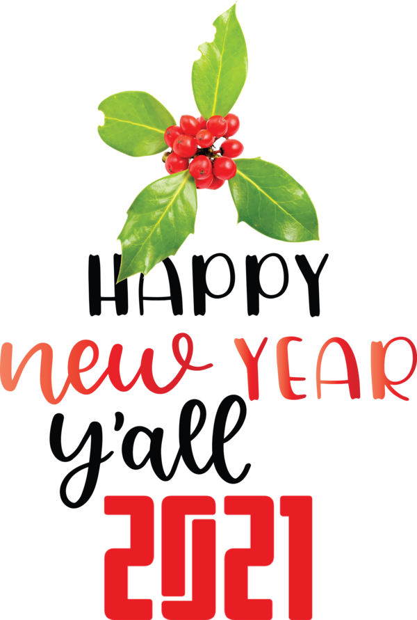 Transparent New Year Flower Logo Fruit for Happy New Year 2021 for New Year