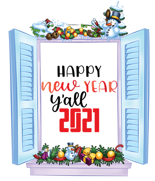 Transparent New Year Window Picture frame Design for Happy New Year 2021 for New Year