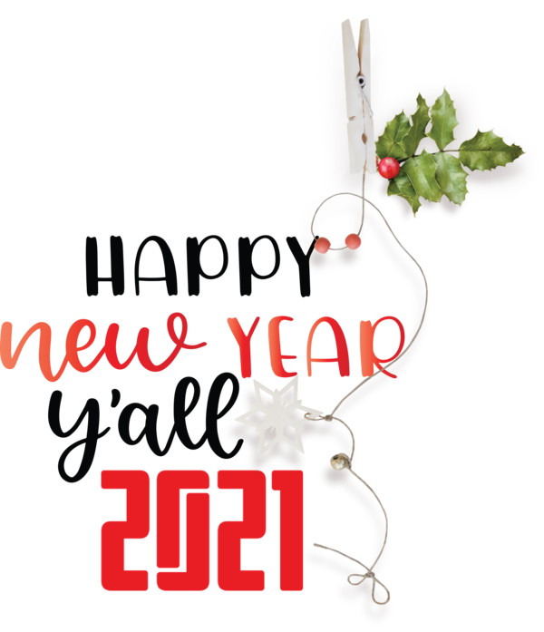 Transparent New Year Produce Font Line for Happy New Year 2021 for New Year