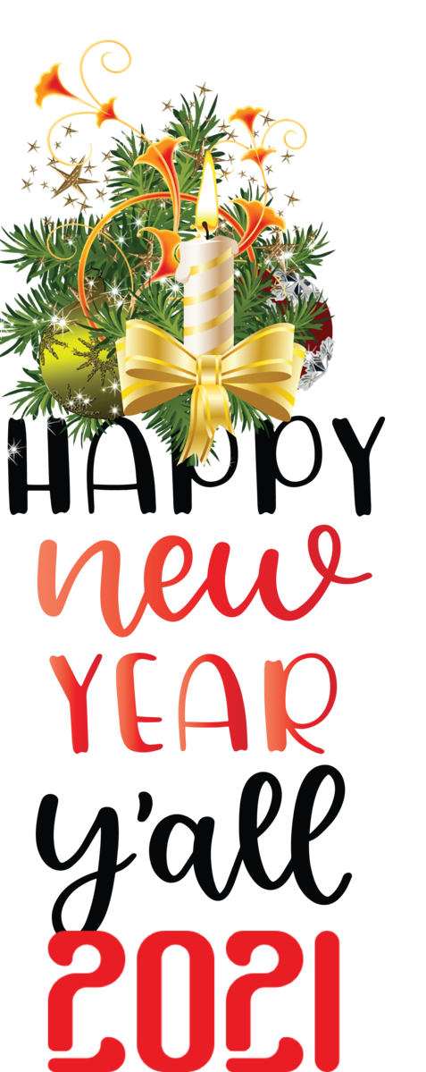 Transparent New Year Floral design Cut flowers Meter for Happy New Year 2021 for New Year