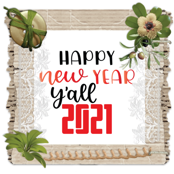 Transparent New Year Picture frame Photographic film Watercolor painting for Happy New Year 2021 for New Year