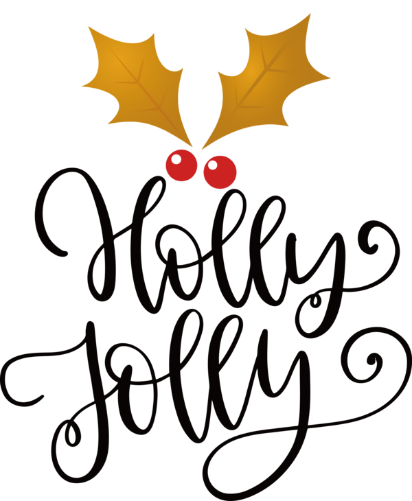 Transparent Christmas Leaf Design Calligraphy for Be Jolly for Christmas