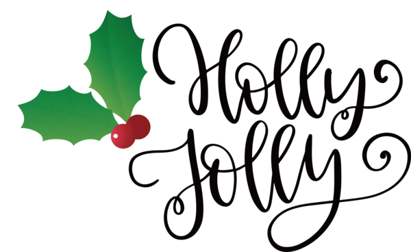 Transparent Christmas Logo Calligraphy Leaf for Be Jolly for Christmas