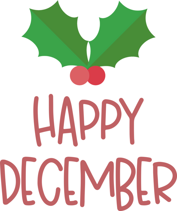 Transparent Christmas Logo Leaf Flower for Hello December for Christmas