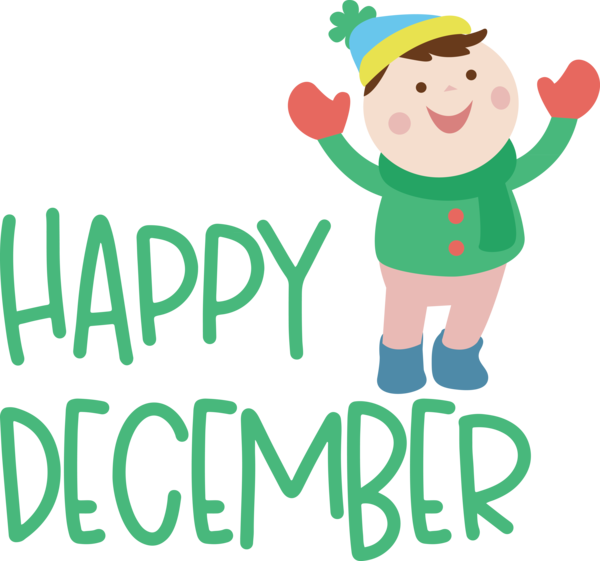 Transparent Christmas Logo Green Character for Hello December for Christmas