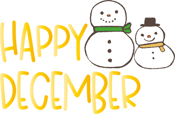 Transparent Christmas Cartoon Snowman Abstract art for Hello December for Christmas