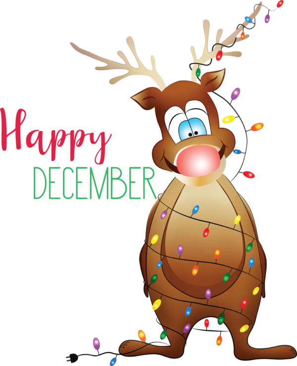 Transparent Christmas Reindeer Rudolph Deer for Hello December for Christmas
