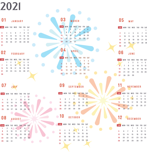 Transparent New Year Design Line Meter for Printable 2021 Calendar for New Year
