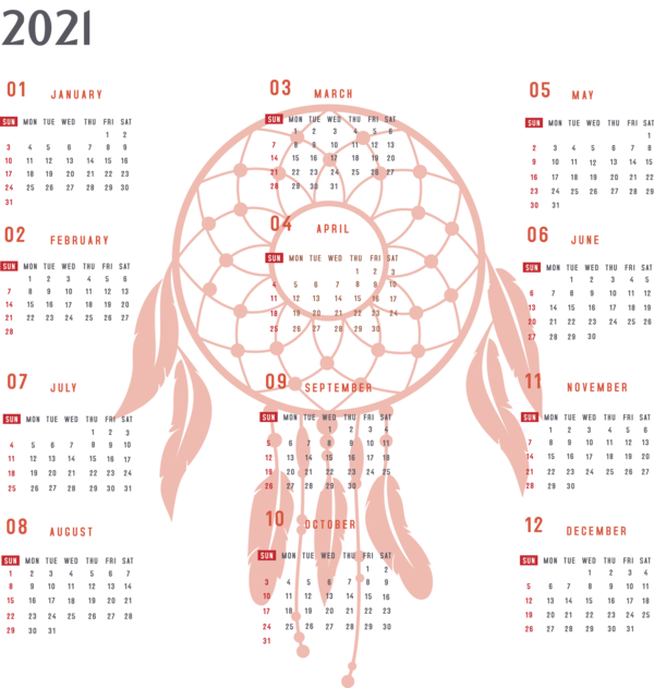 Transparent New Year Design Line Meter for Printable 2021 Calendar for New Year